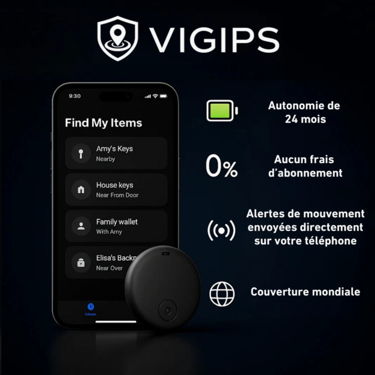 GP90 - Traceur GPS précis sans abonnement (android/apple)